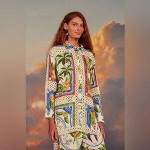 Farm Rio Tropical Destination Crochet Shirt